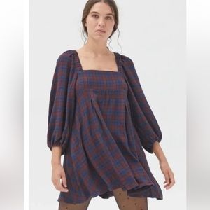 Urban Outfitters Lachlan Plaid Flannel Babydoll Dress